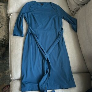 Ann Taylor, stretch knit, peacock blue dress, size 10